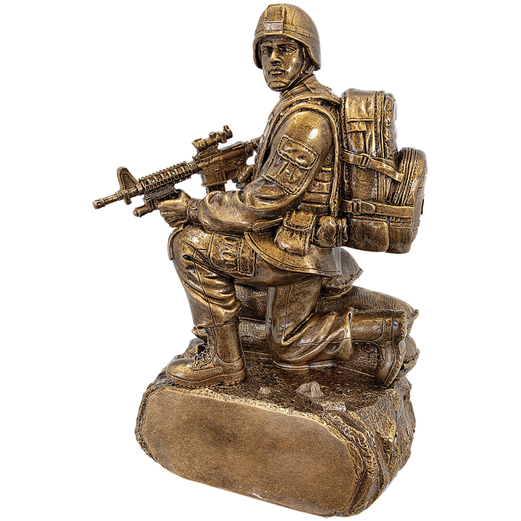 Military Resin Antique Gold-Kneeling with Sandbags