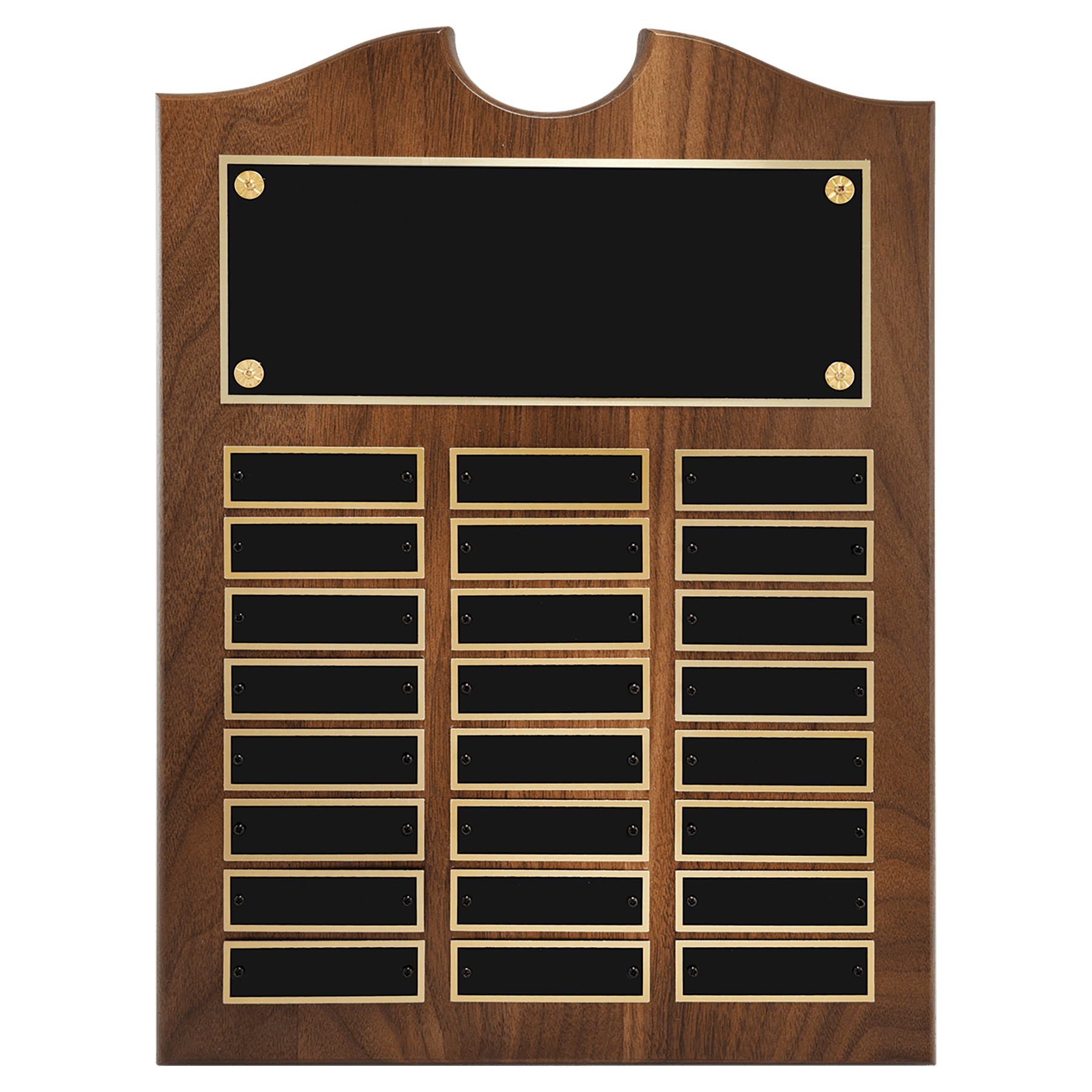 Perpetual Walnut Plaque With Scroll Top