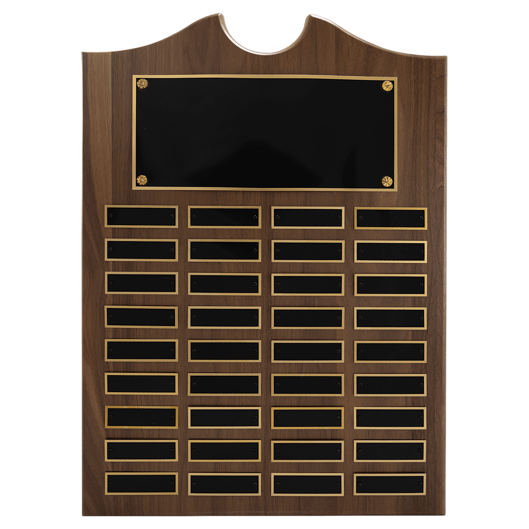 Perpetual Walnut Plaque With Scroll Top