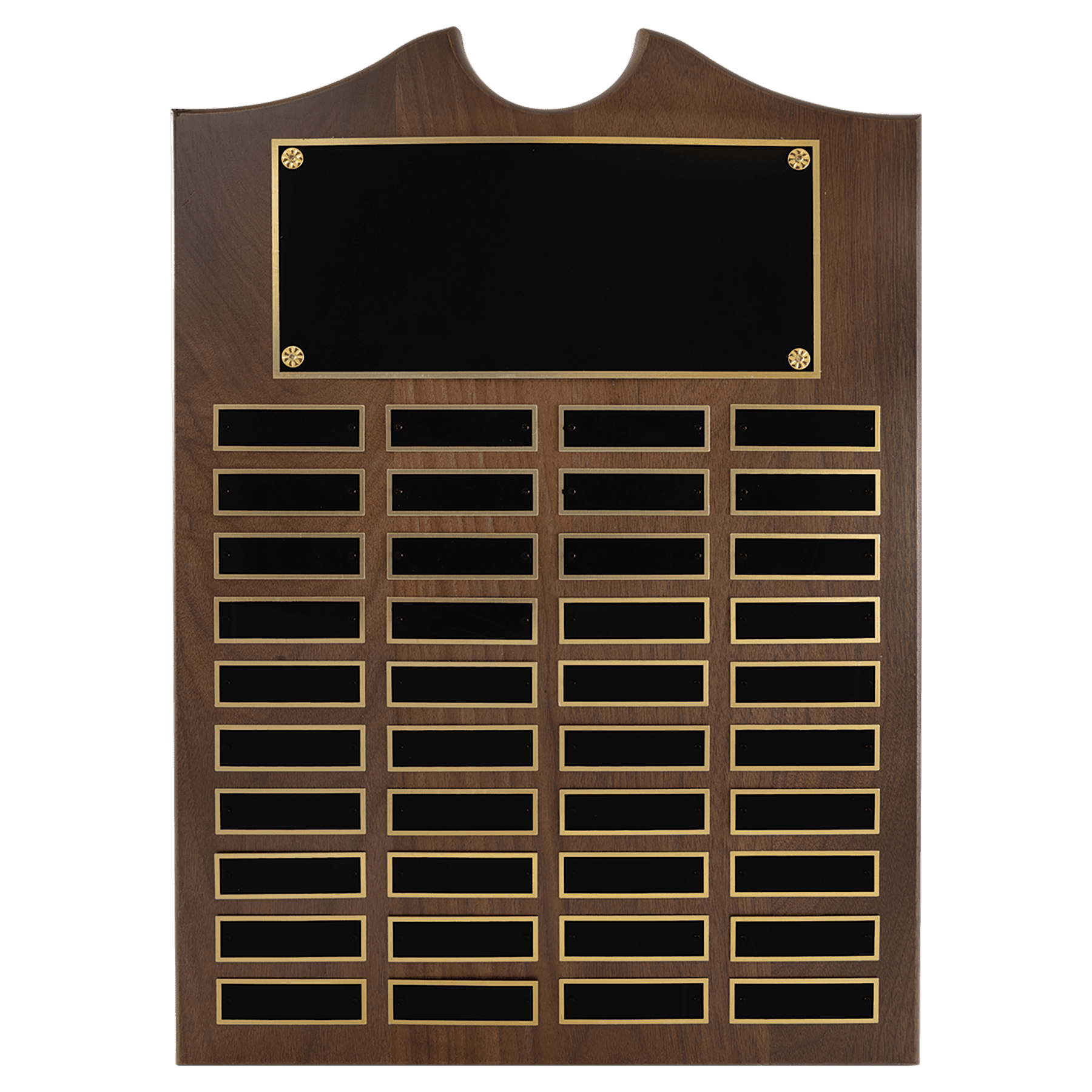 Perpetual Walnut Plaque With Scroll Top