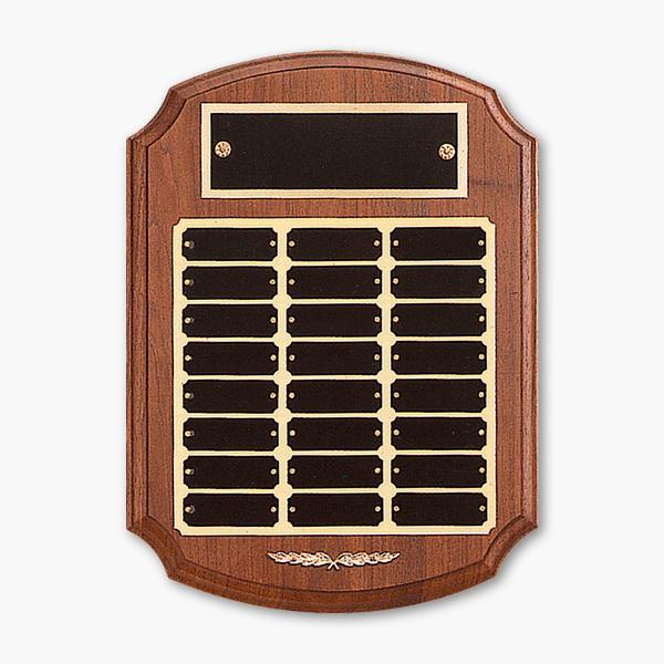 American Walnut Ornate Perpetual Plaque with Brushed Gold Backing