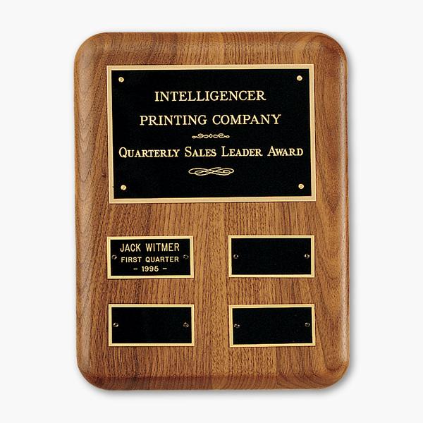 Solid American Walnut Quarterly Award Plaque
