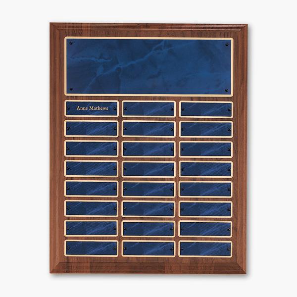 American Walnut Perpetual Plaque with Blue Marble Plates