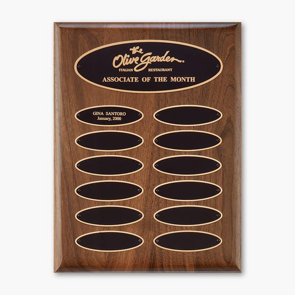 American Walnut Perpetual Plaque with Elliptical Plates