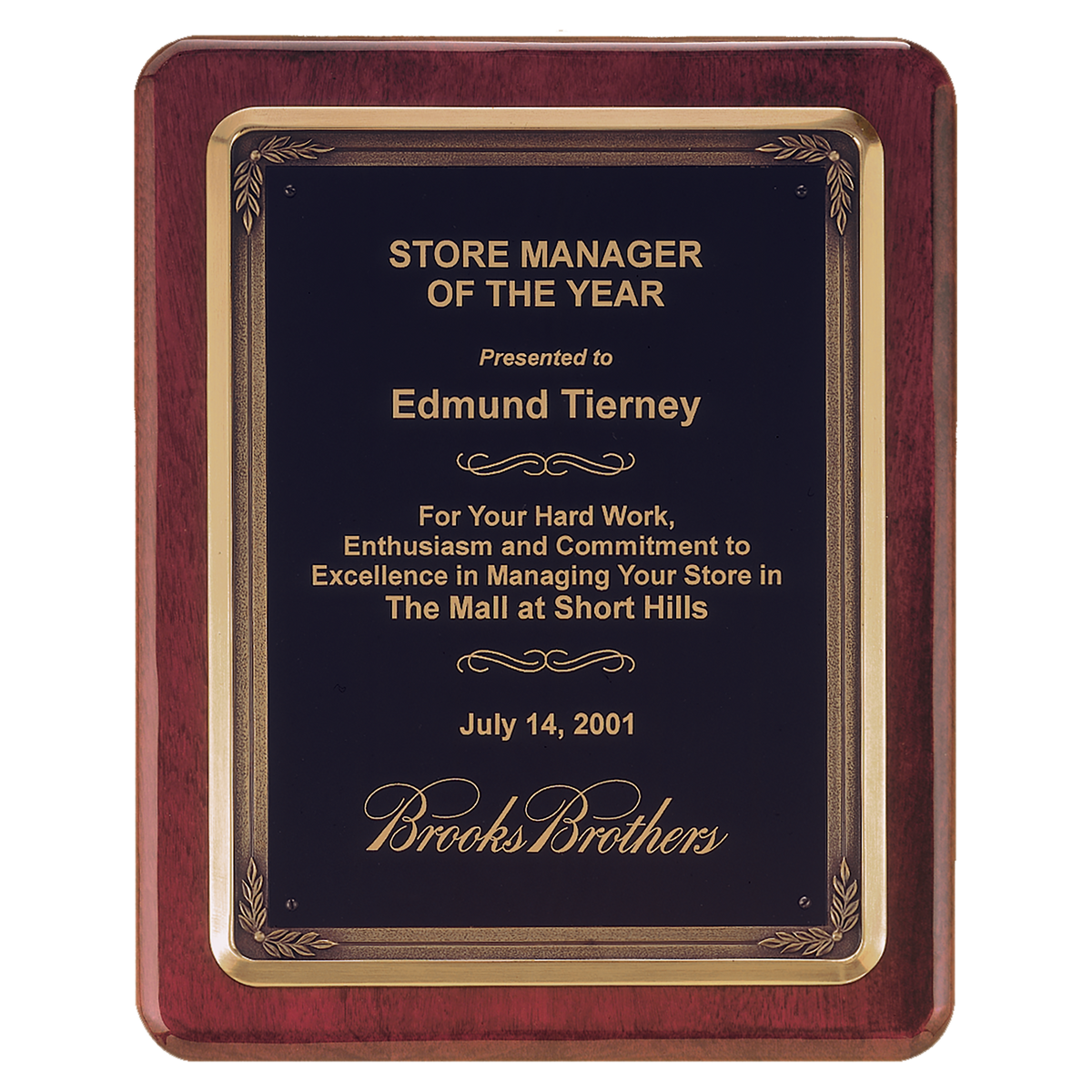 Rosewood Piano Finish Plaque