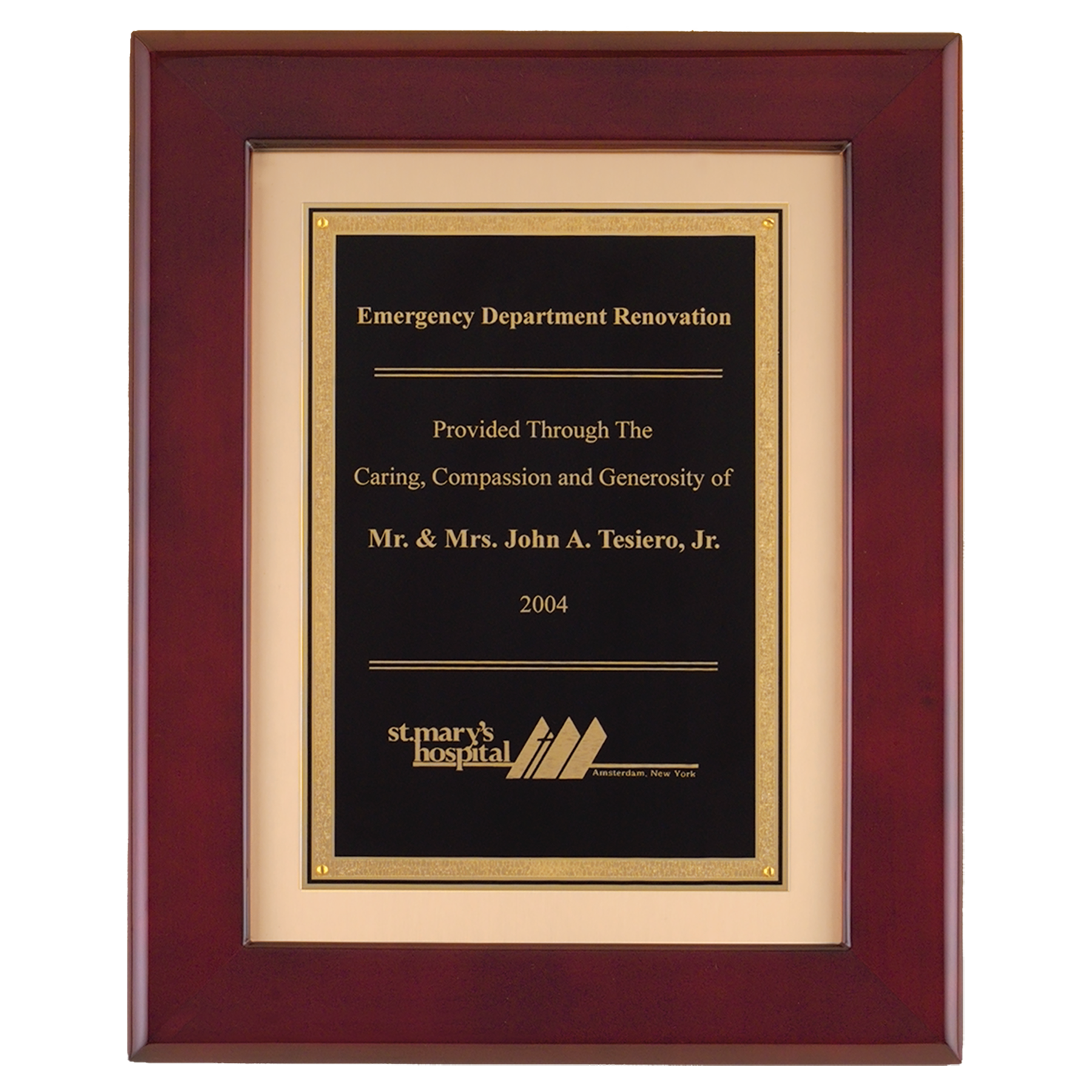Rosewood Piano Finish Plaque with Florentine Plate