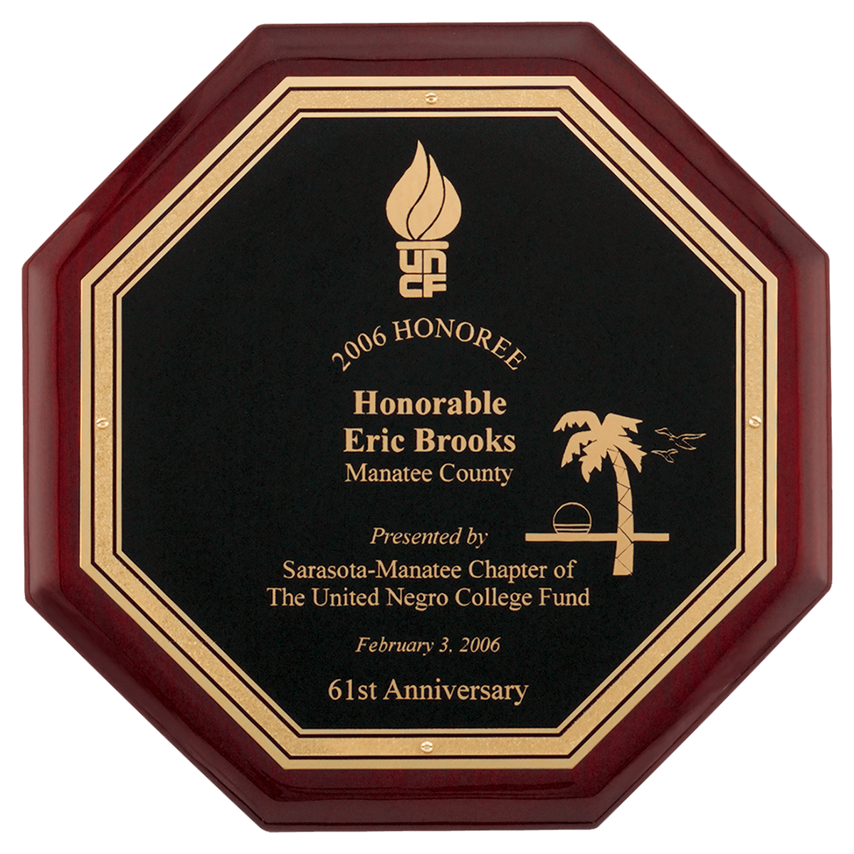 Octagonal Rosewood Piano Finish Plaque