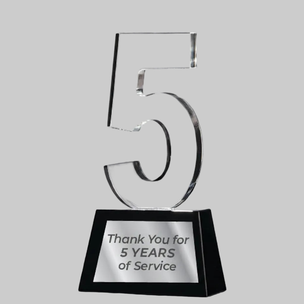 Years Of Service In Black And Clear Crystal