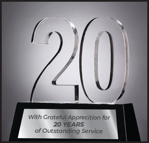 Years Of Service In Black And Clear Crystal