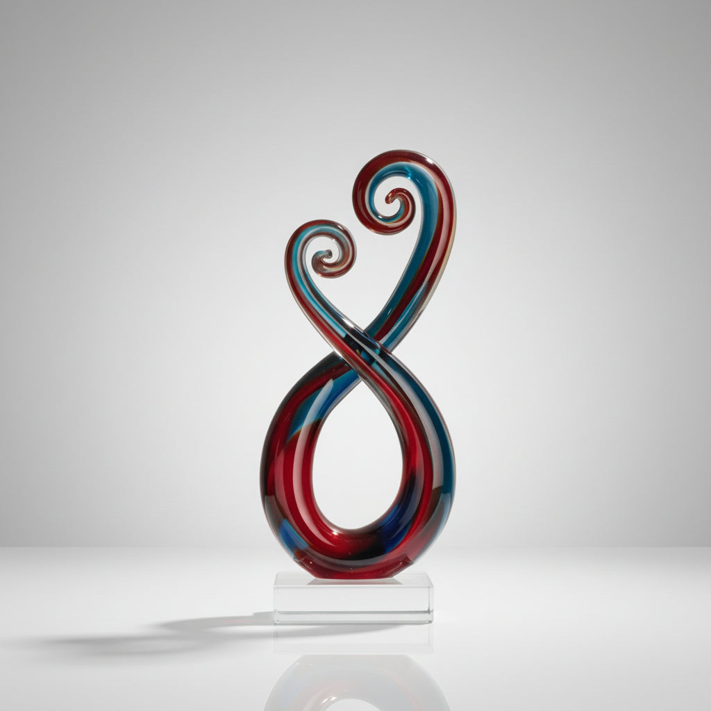 Art Glass Multi Color of Light Blue and Red Octopus Legs