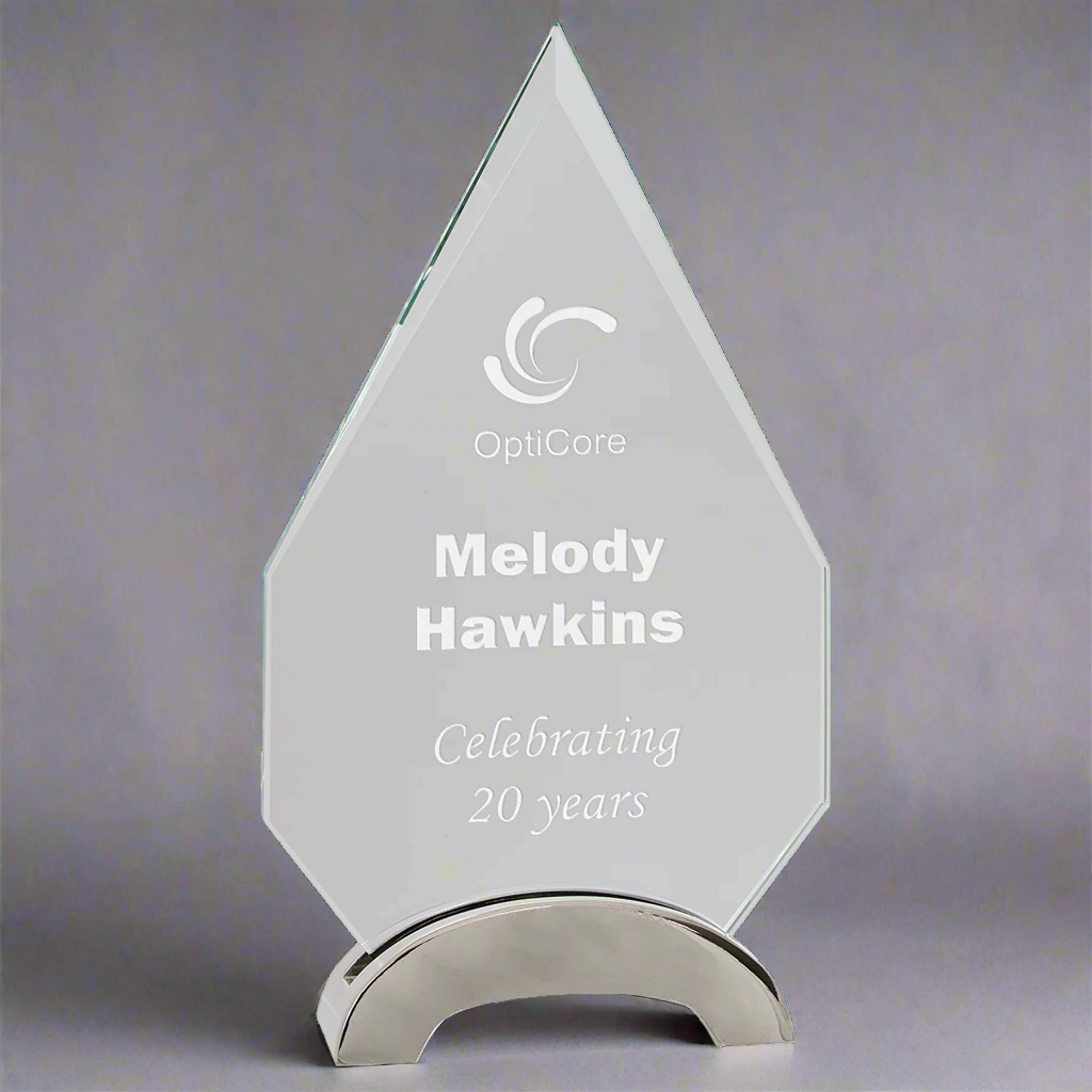 Diamond Platinum Glass Award with Arch Metal Base