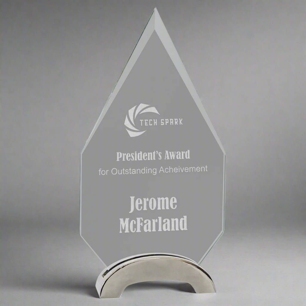 Diamond Platinum Glass Award with Arch Metal Base