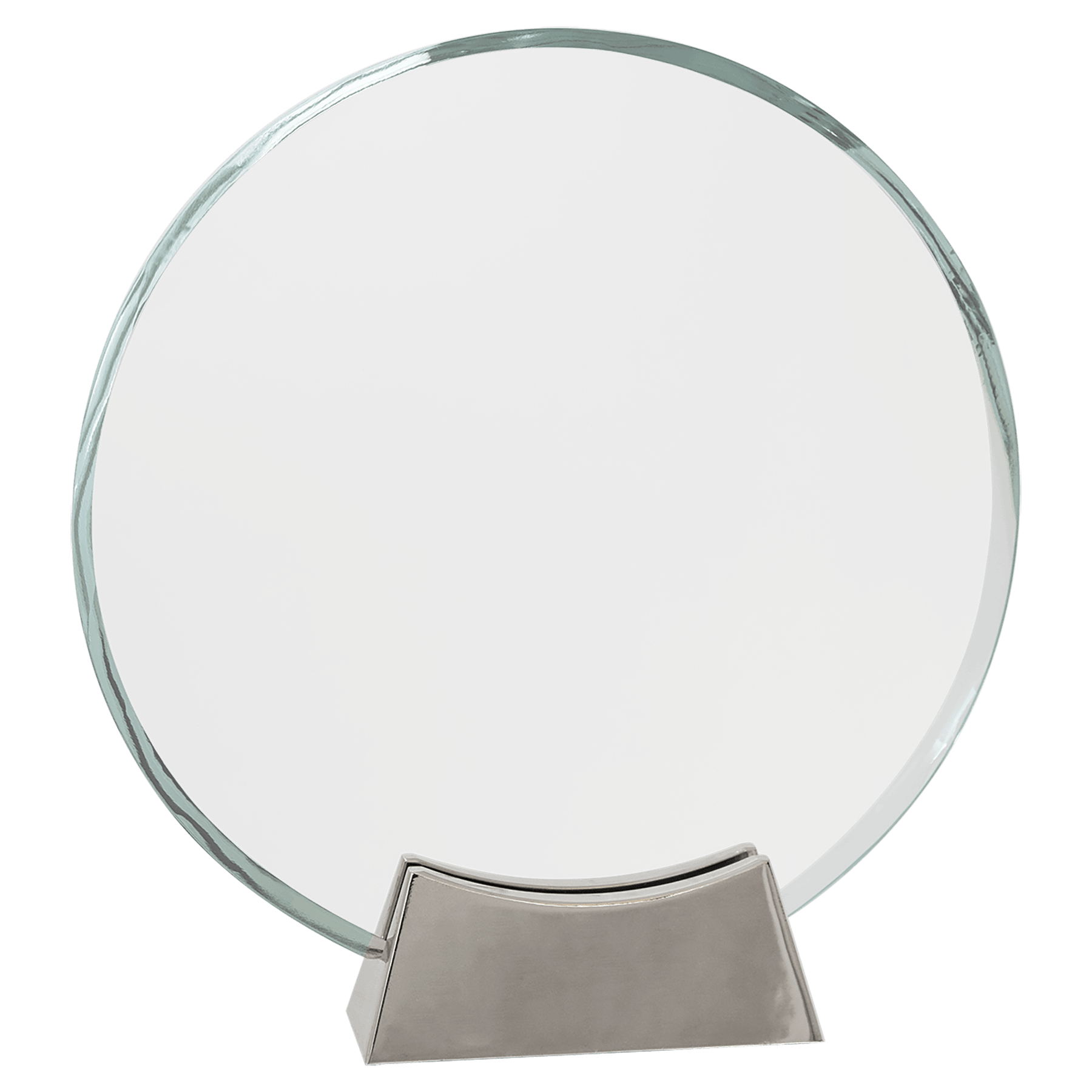 Round Platinum Glass Award with Full Metal Base