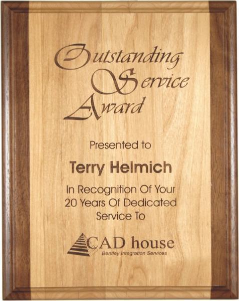 Genuine Red Alder and Walnut Laser-Engraved Plaque