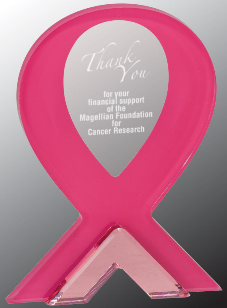 Pink Ribbon Stand-up Acrylic Award