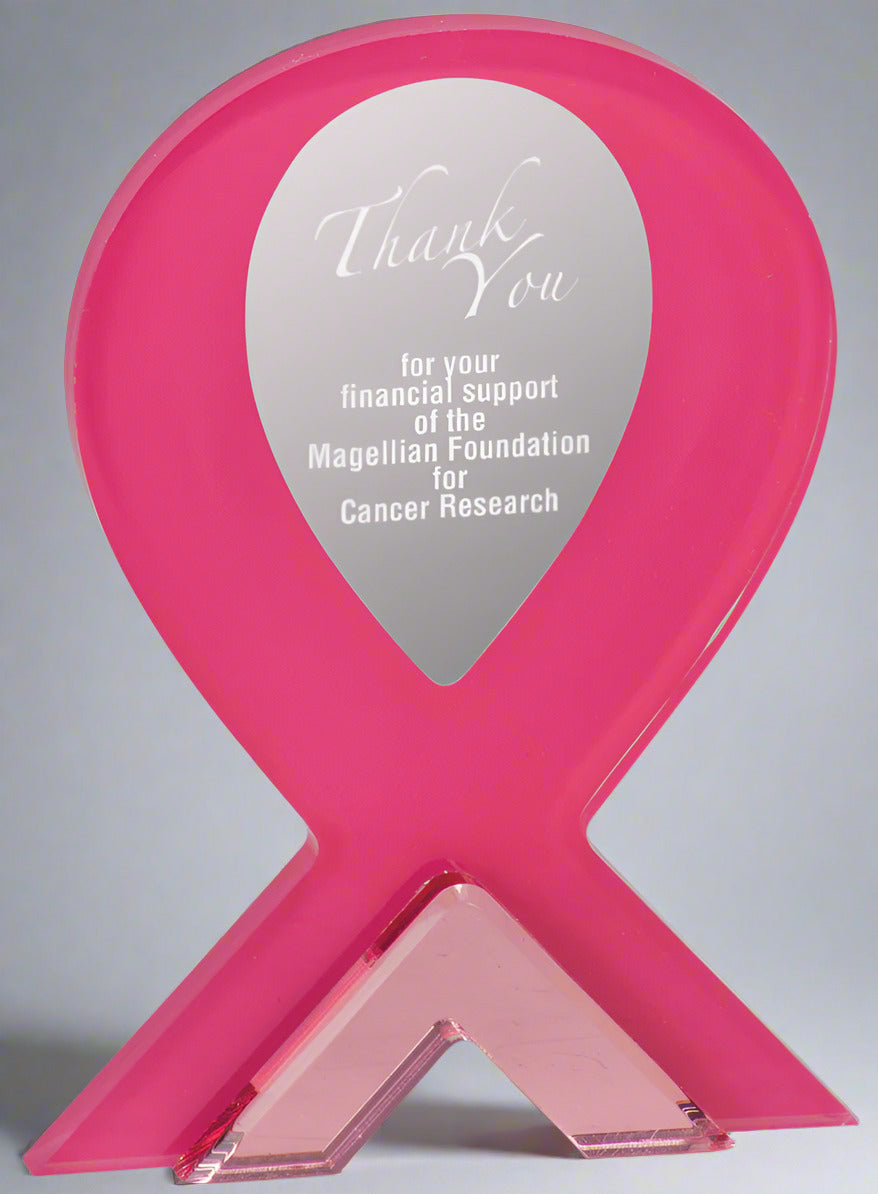 Pink Ribbon Stand-up Acrylic Award