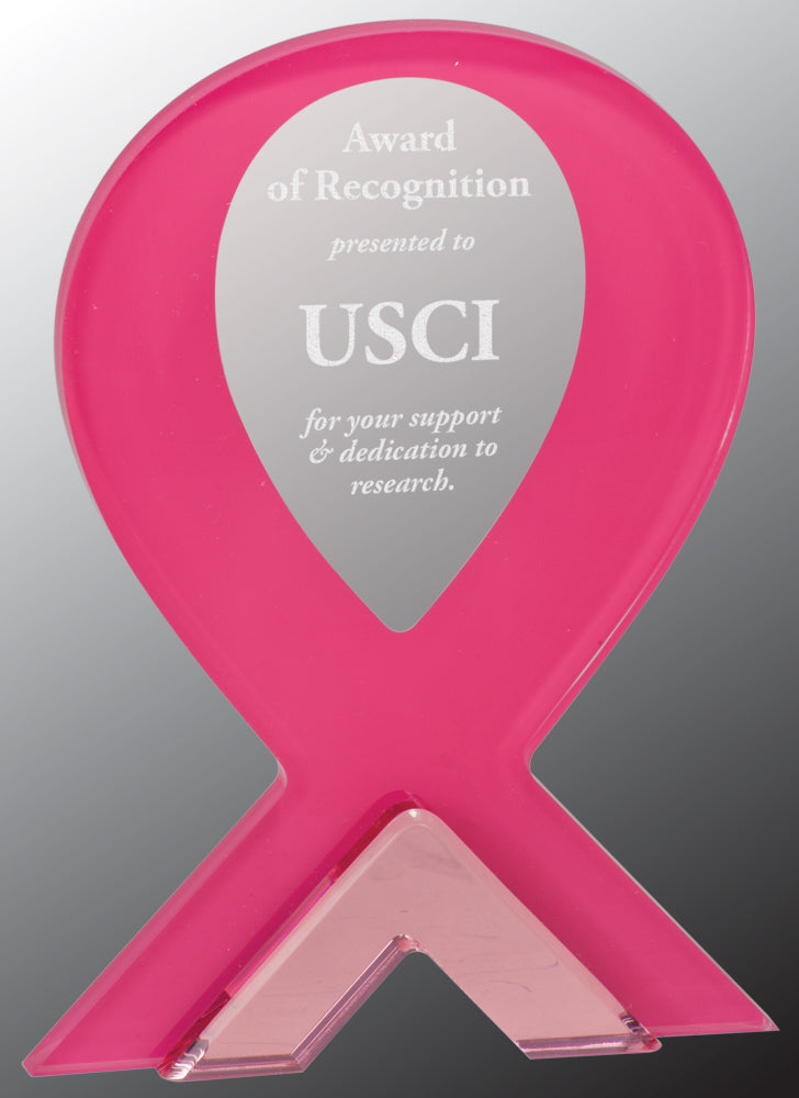 Pink Ribbon Stand-up Acrylic Award