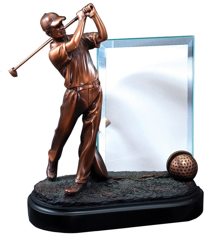RESIN GOLFER MALE WITH GLASS