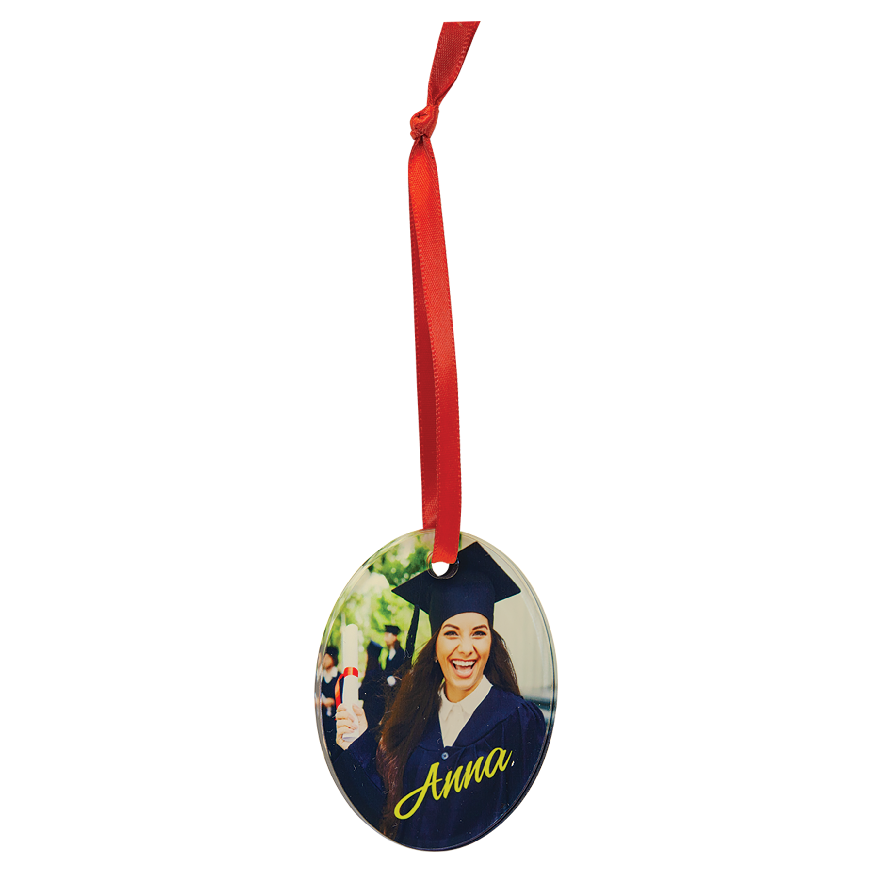 Full Color Acrylic Ornament with Red Ribbon