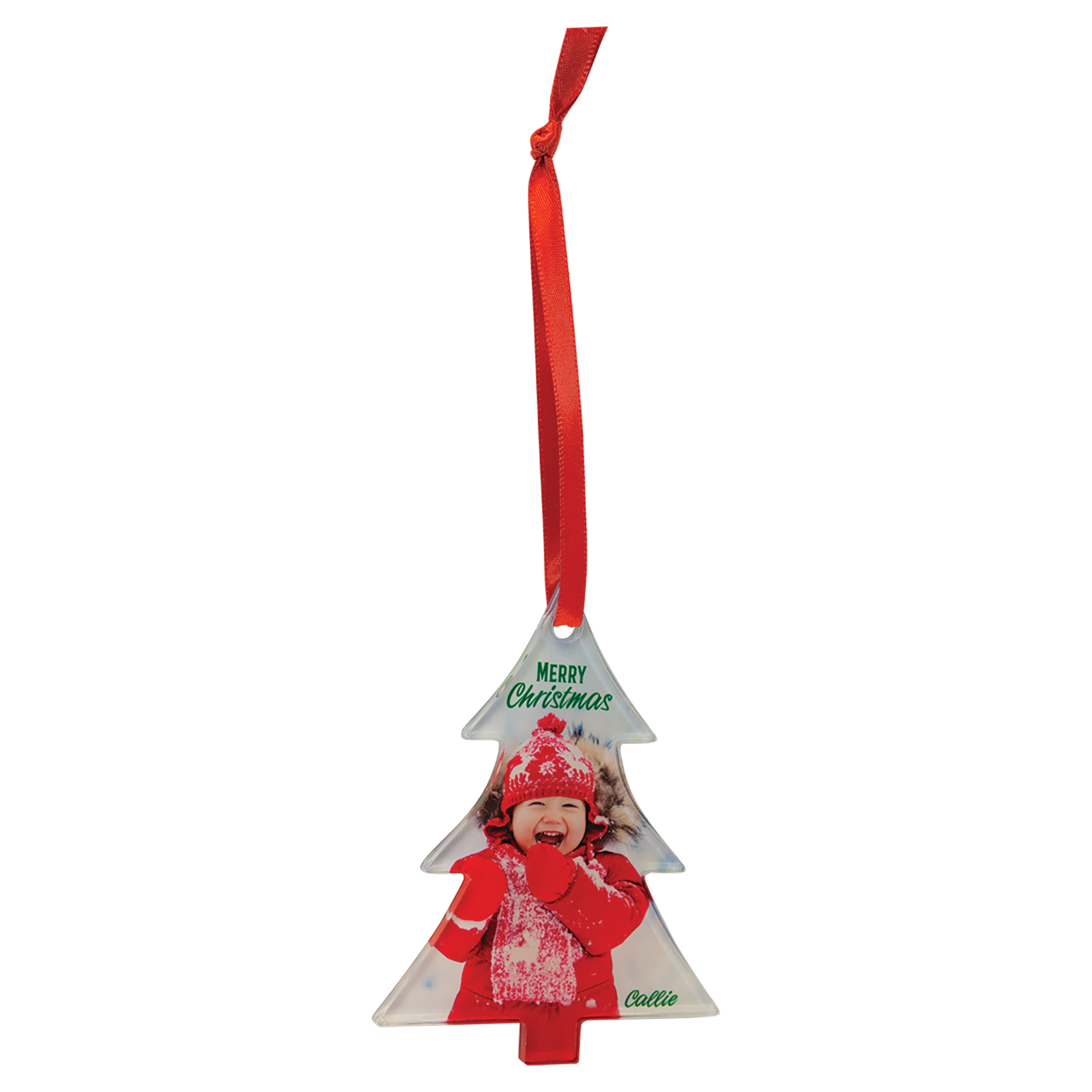 Full Color Acrylic Ornament with Red Ribbon