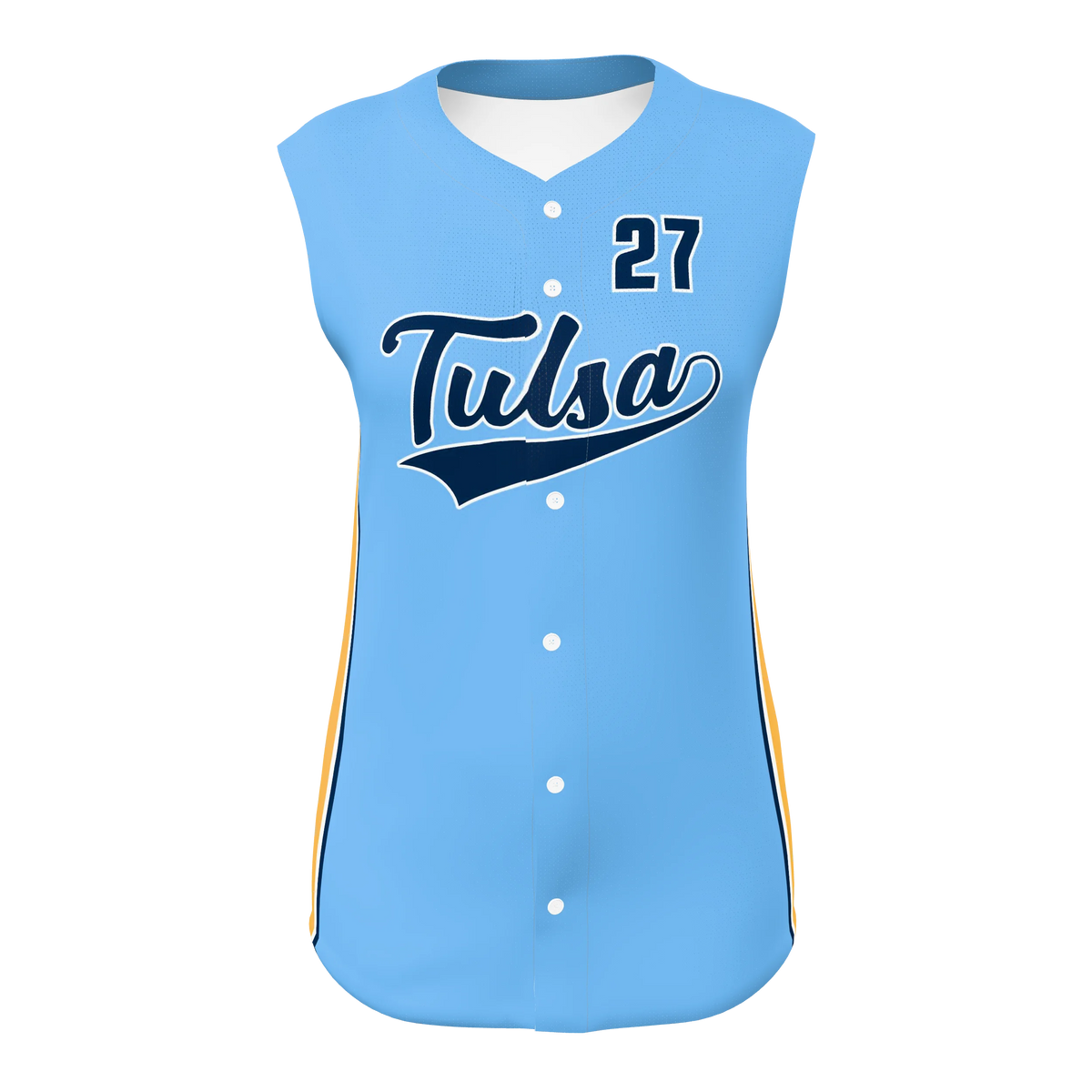 Custom Sublimated Women's & Girls' Full-Button Sleeveless Softball Jersey — supplier view 1