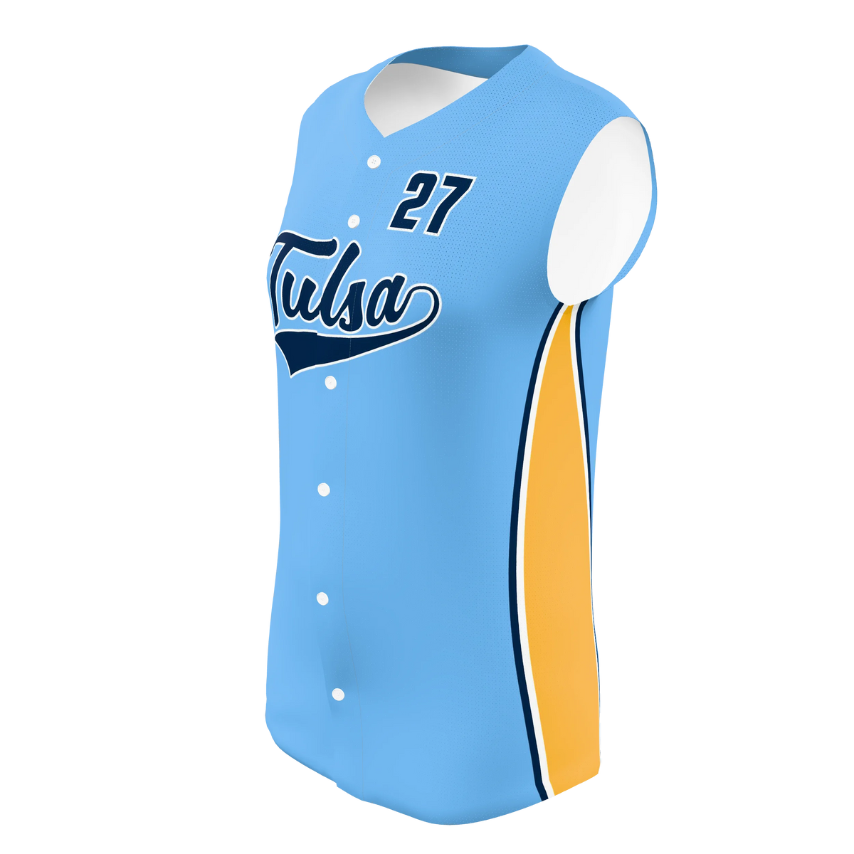 Custom Sublimated Women's & Girls' Full-Button Sleeveless Softball Jersey — supplier view 2