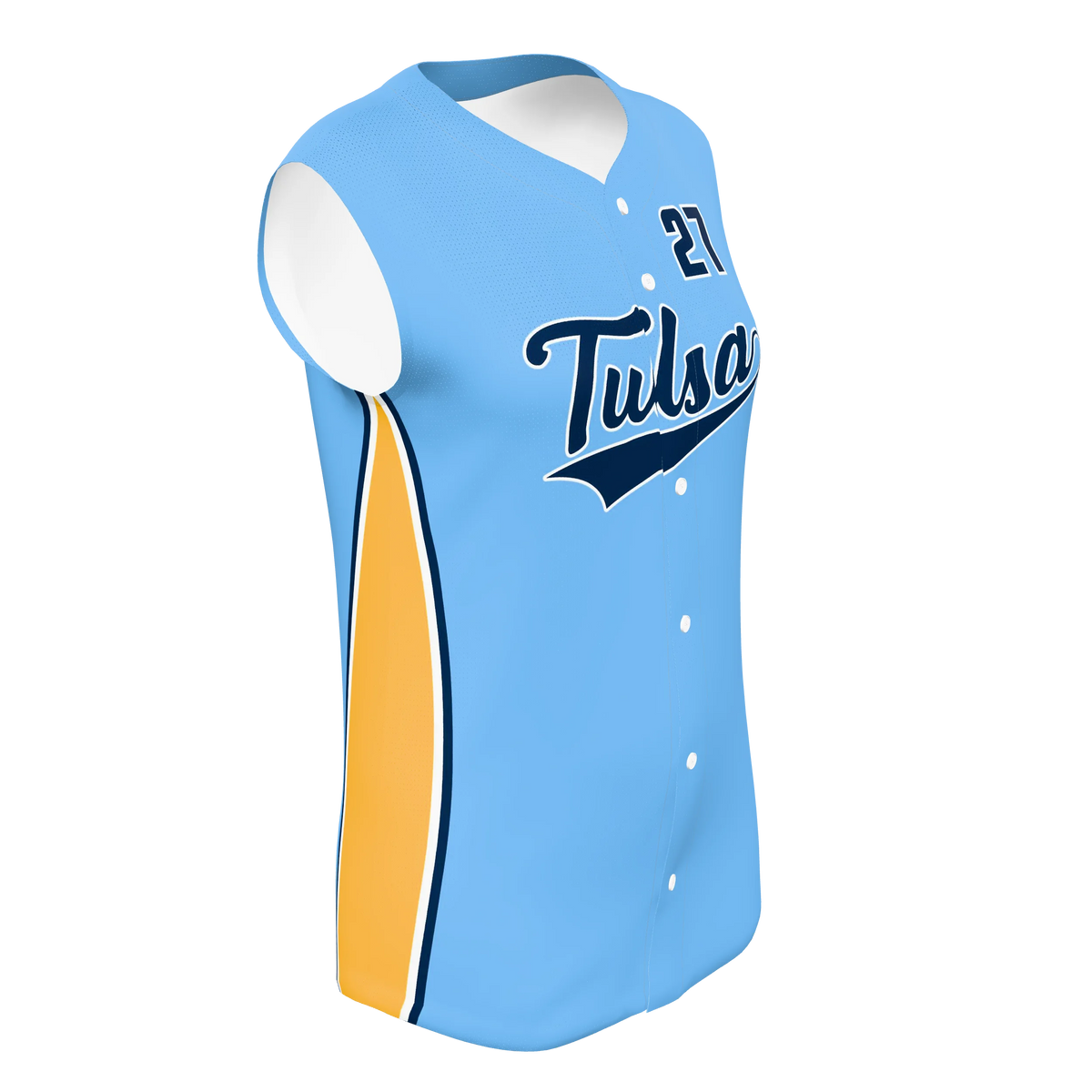 Custom Sublimated Women's & Girls' Full-Button Sleeveless Softball Jersey — supplier view 8