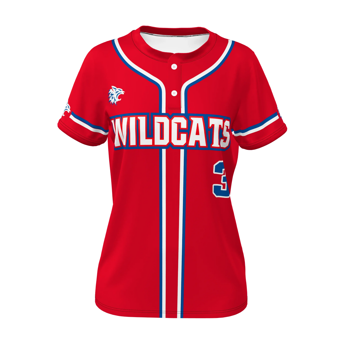 Custom Sublimated Women's Short Sleeve Two-Button Shirt — softball supplier alternate view 1