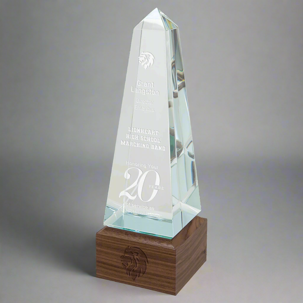 Obelisk Sierra Glass with Walnut Base