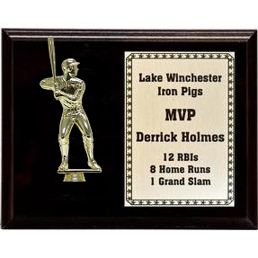 Figurine On Pedestal Cherry Finished Plaque