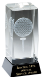 3D Lasered Crystal Golf Ball/Tee Award on Black Base