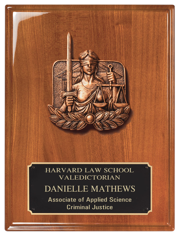 Justice Walnut Piano Finish Plaque