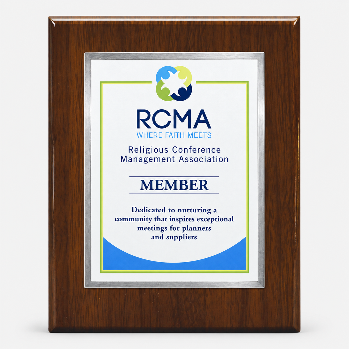 Executive Walnut Piano Finish Plaque with Color Plate