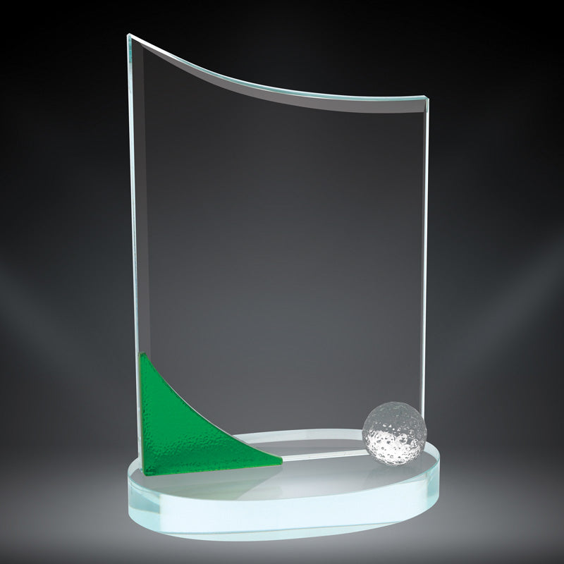 Wave Golf Glass with Green Accent