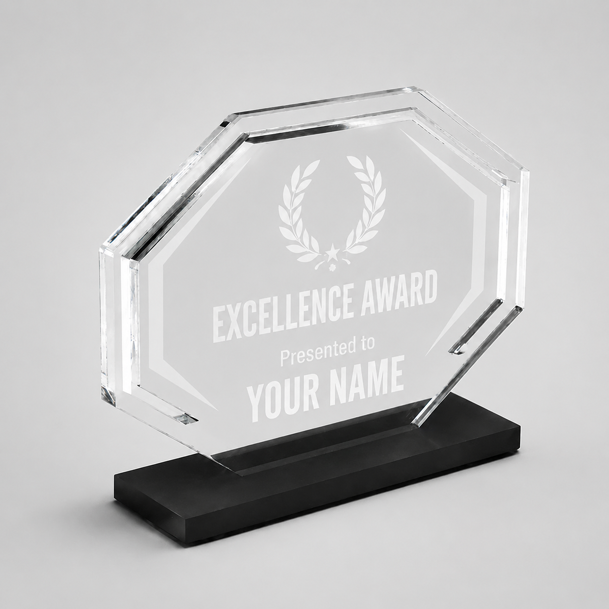 Octagon Acrylic Award with Black Base