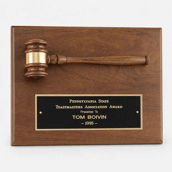 American Walnut Plaque with Walnut Gavel - catalog