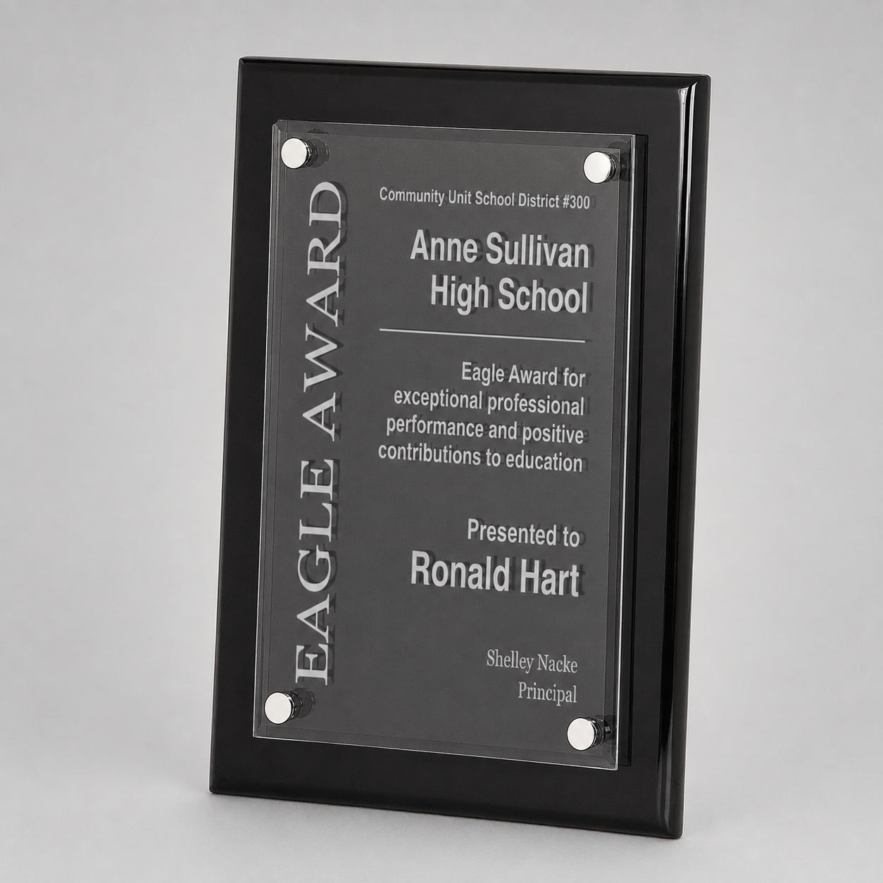 Black Piano-Finish Floating Acrylic Plaque
