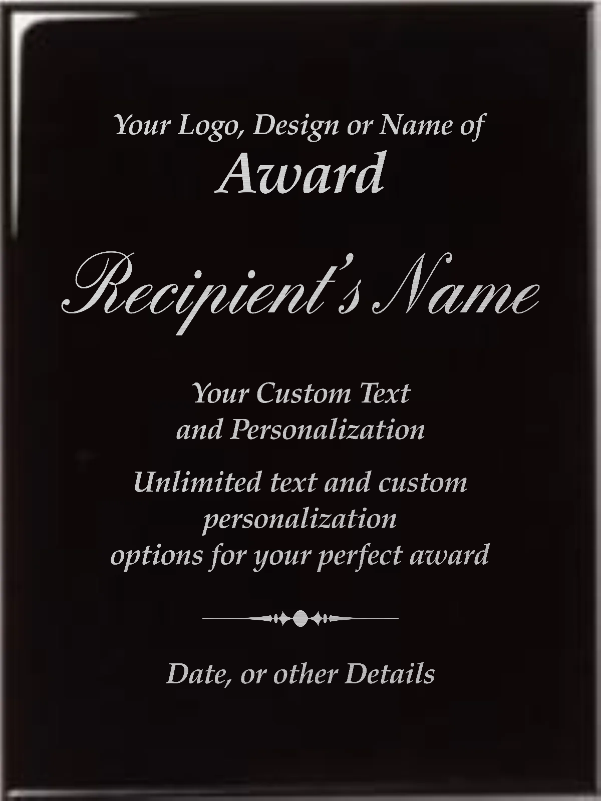 Black Piano Finish Plaque - Color-Filled