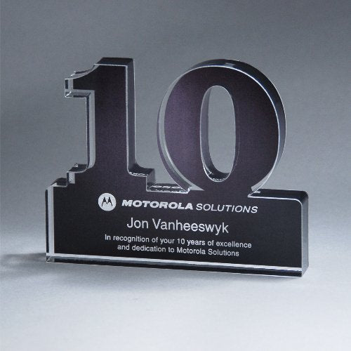 Brushed Metallic Years of Service Acrylic Award