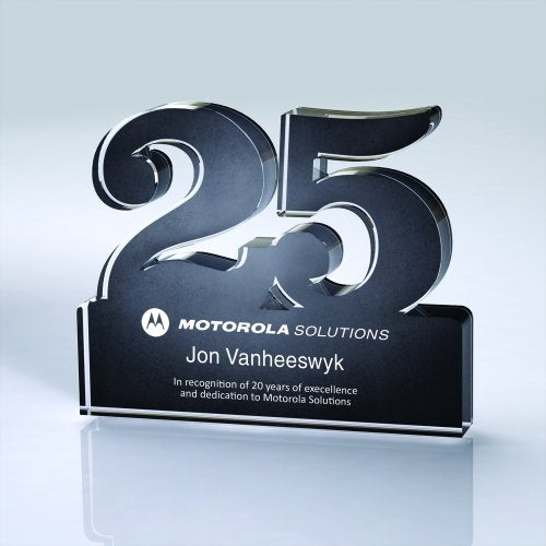Brushed Metallic Years of Service Acrylic Award