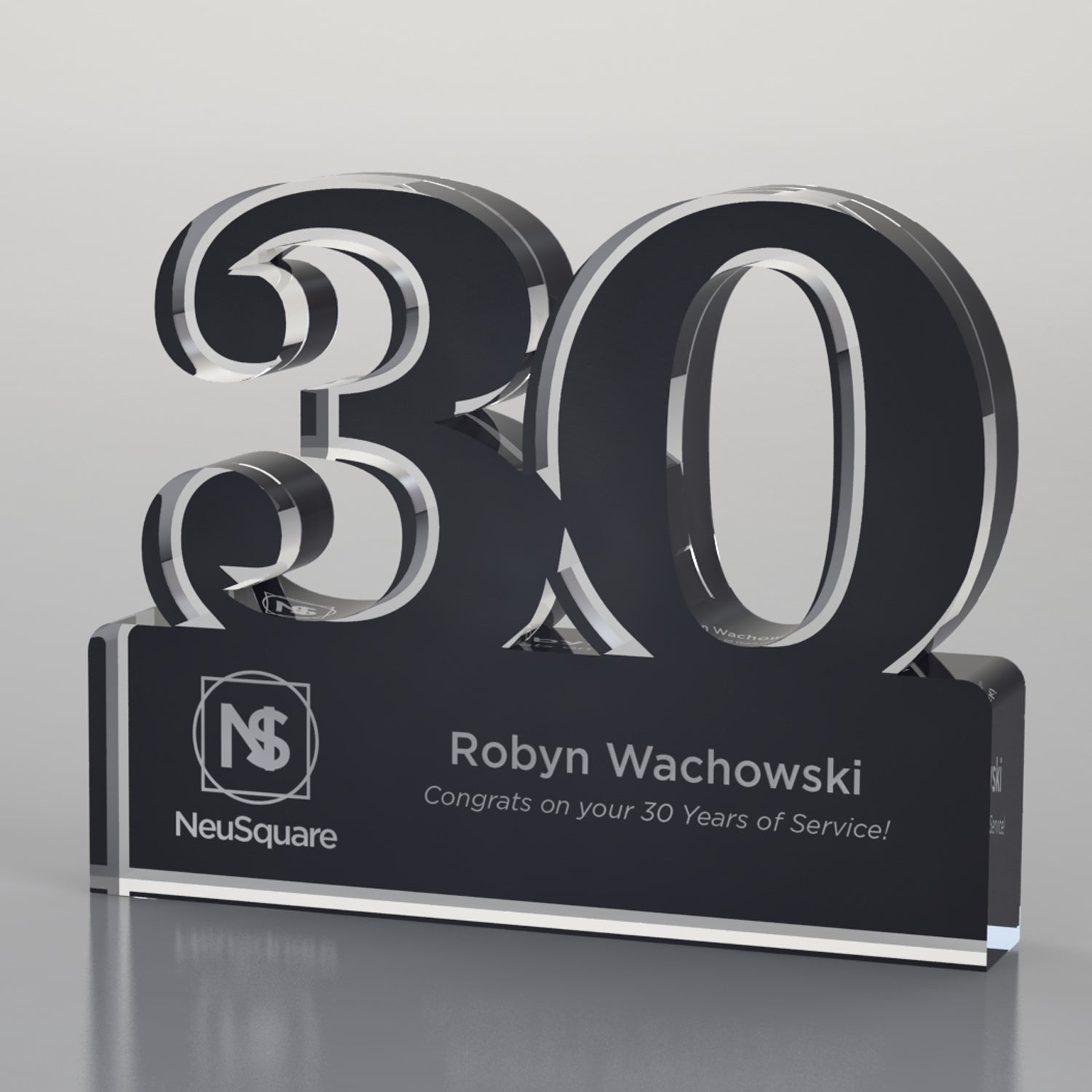 Brushed Metallic Years of Service Acrylic Award