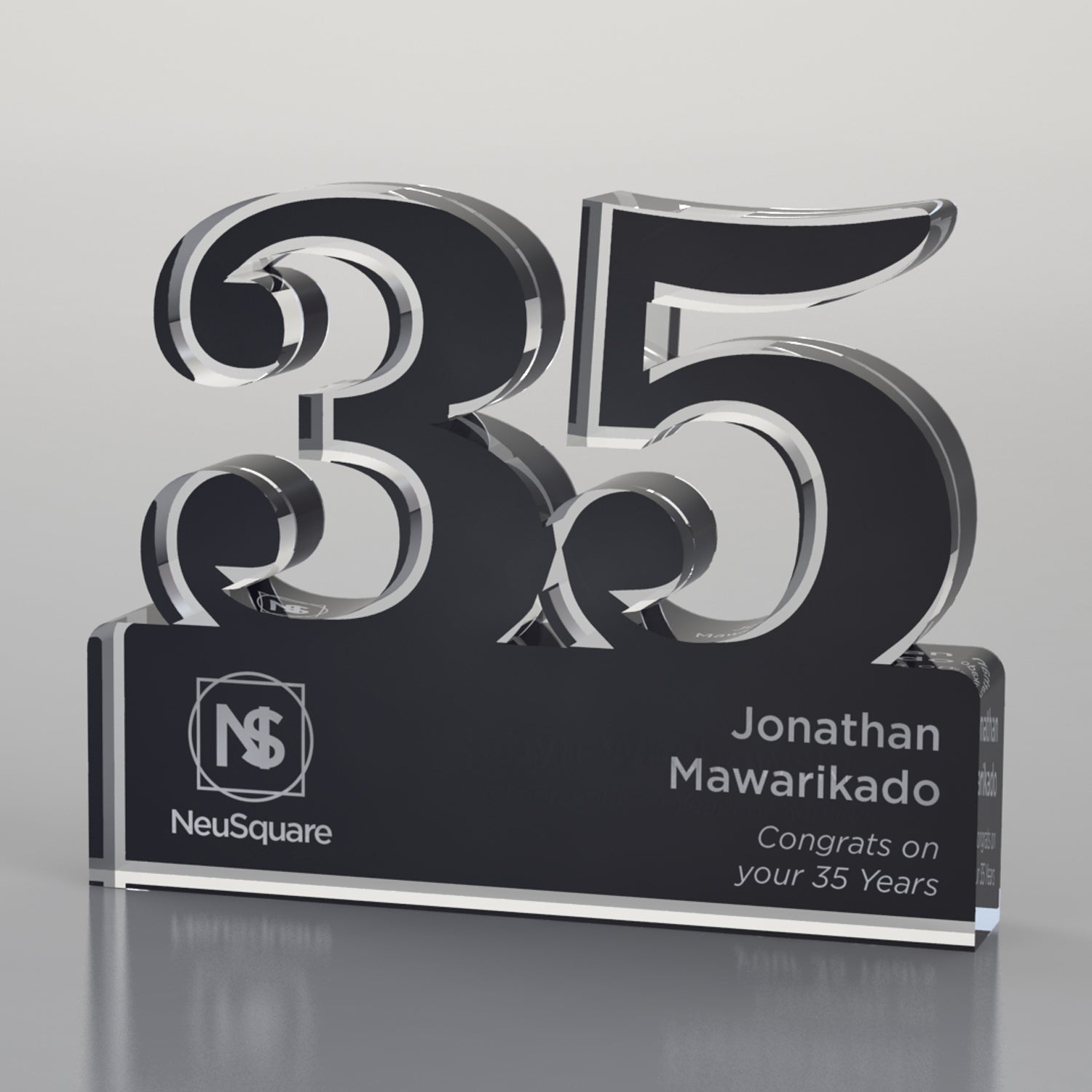 Brushed Metallic Years of Service Acrylic Award