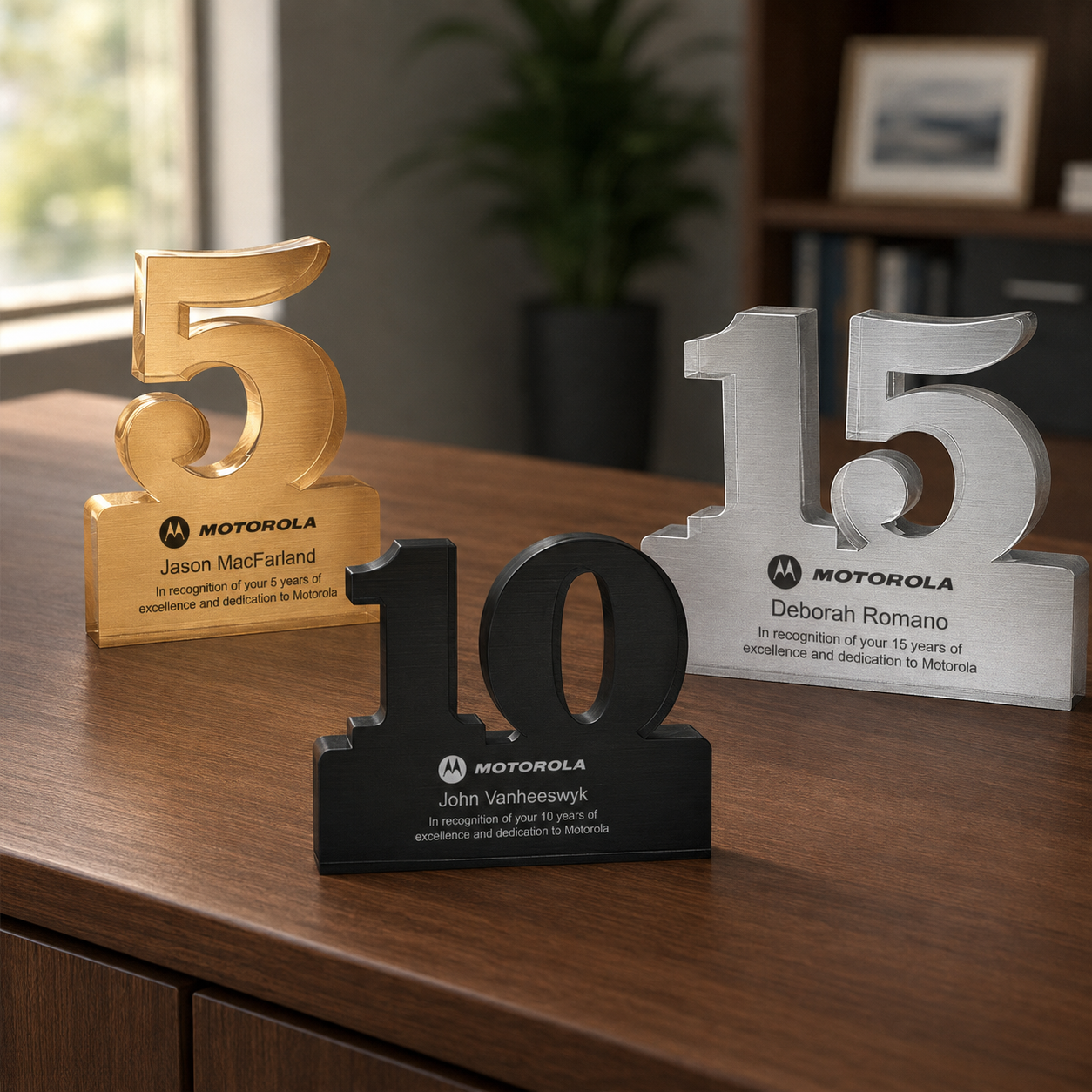 Brushed Metallic Years of Service Acrylic Award