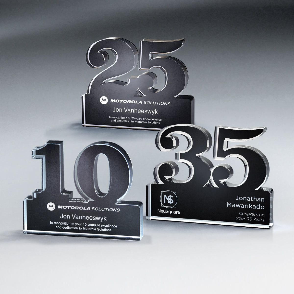 Brushed Metallic Years of Service Acrylic Award