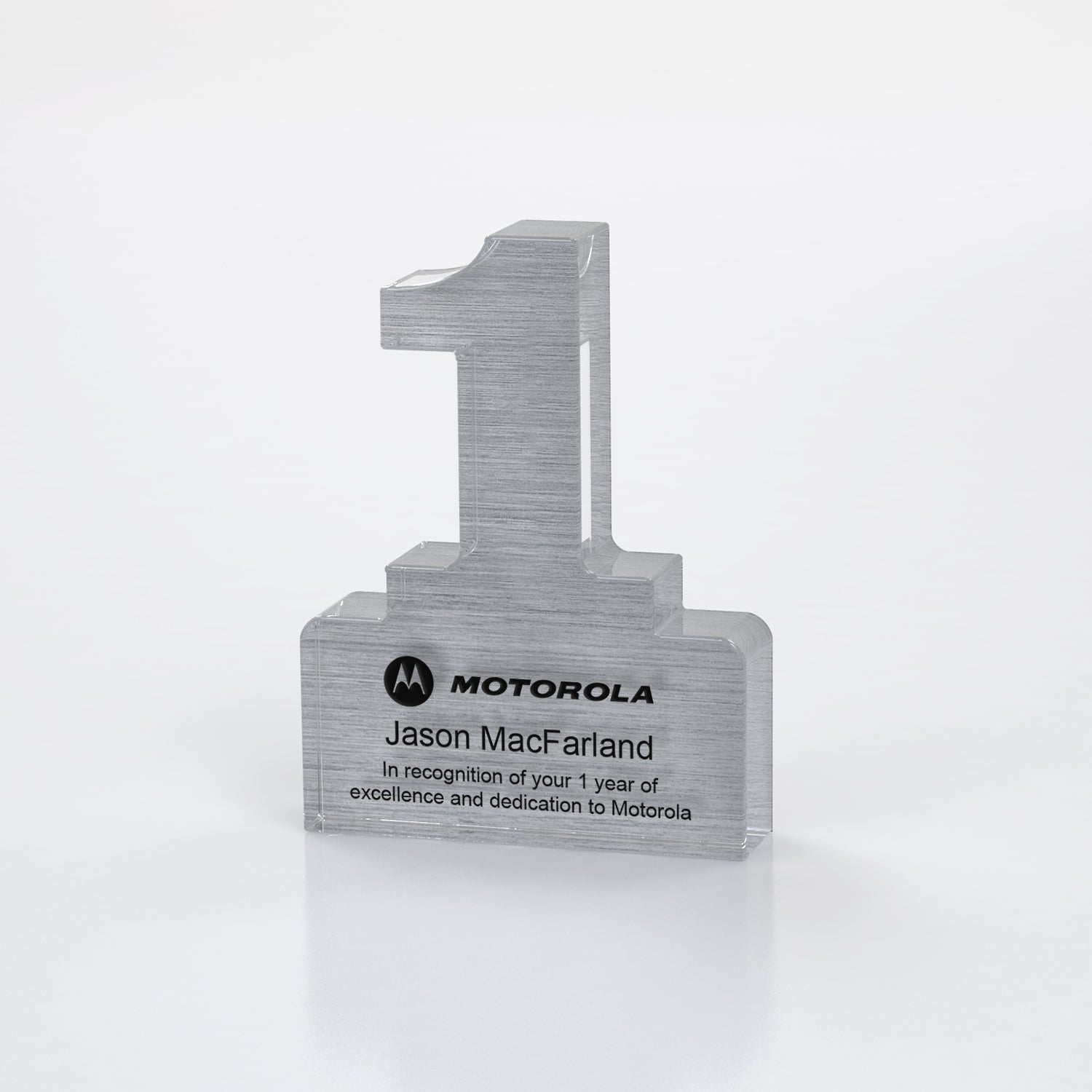Brushed Metallic Years of Service Acrylic Award