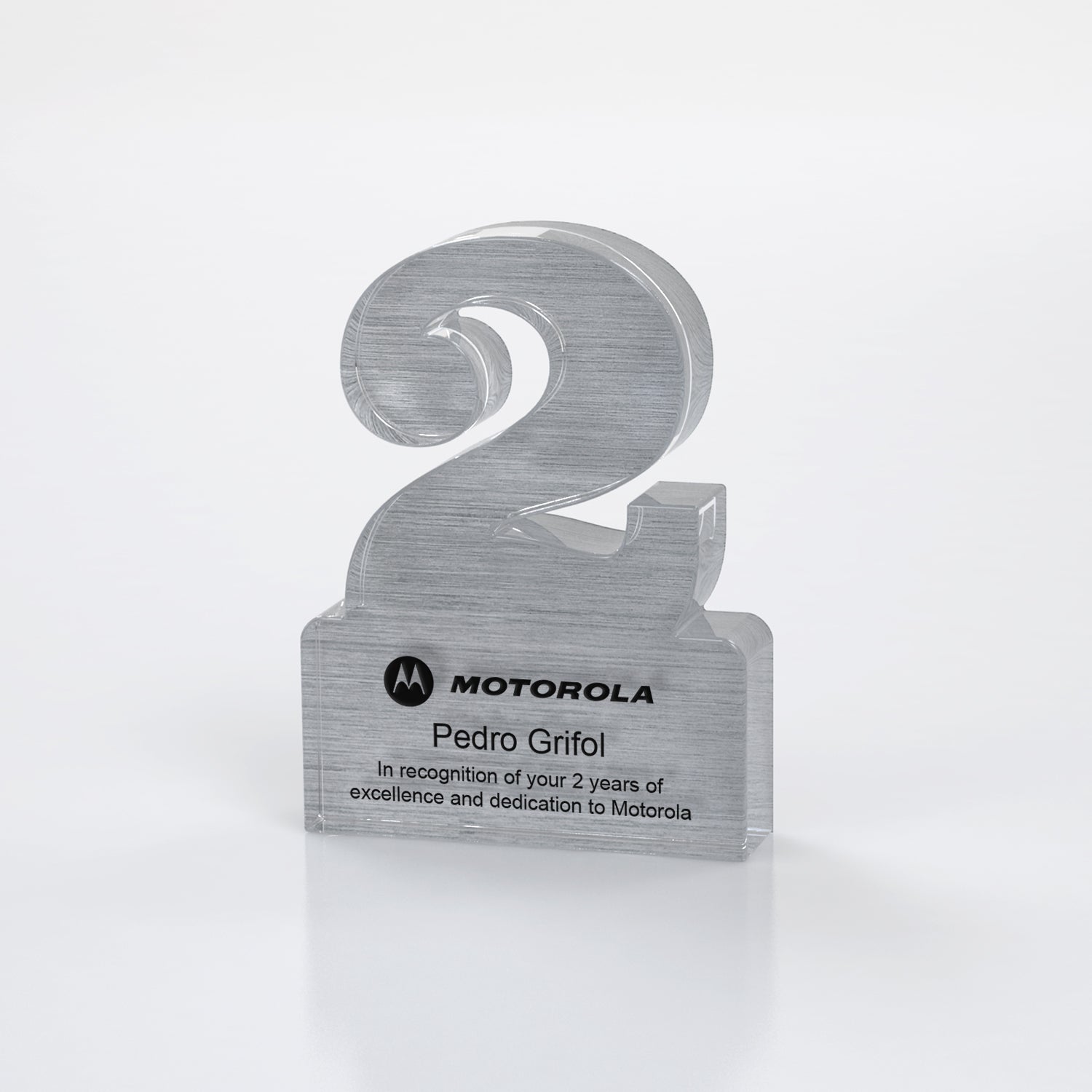 Brushed Metallic Years of Service Acrylic Award