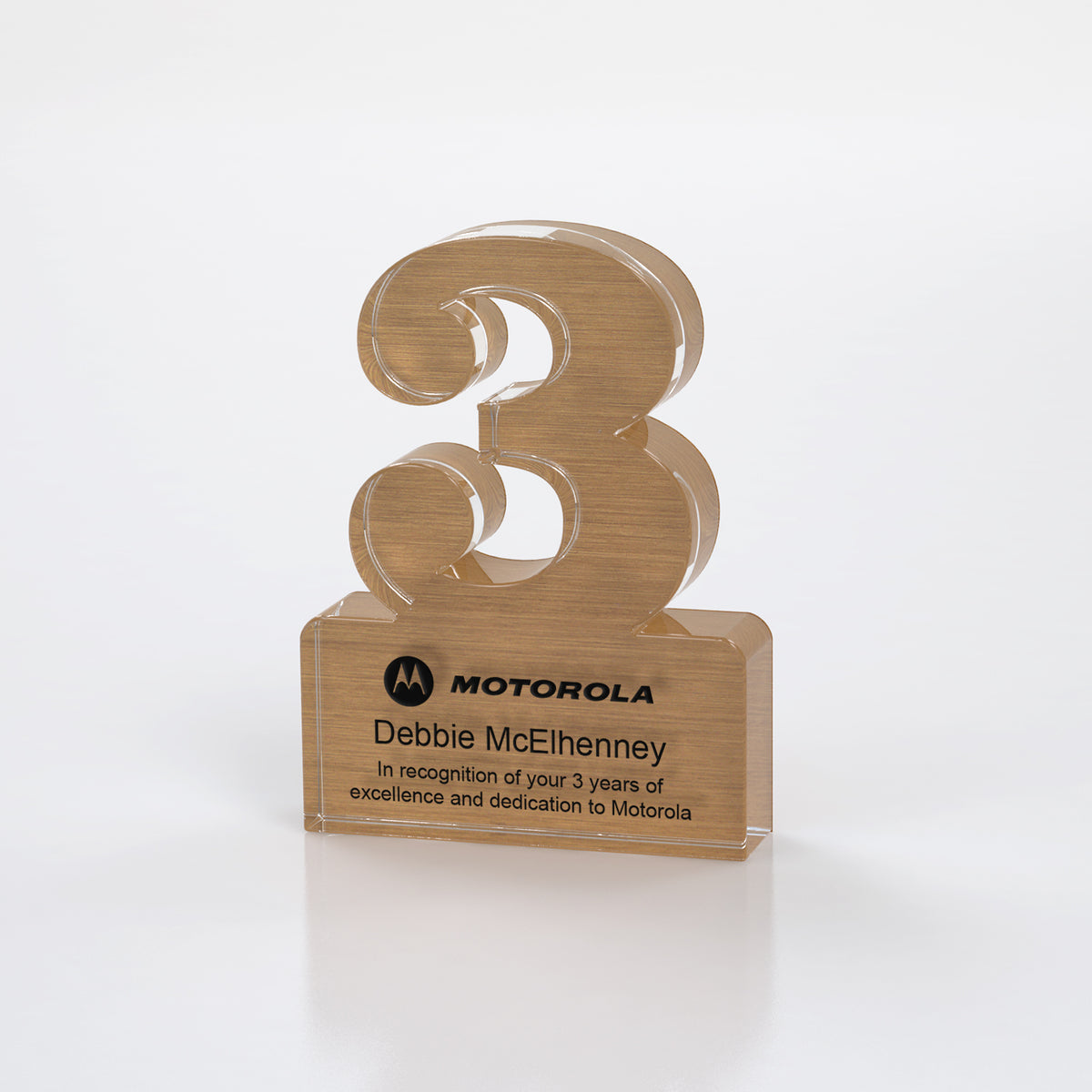 Brushed Metallic Years of Service Acrylic Award