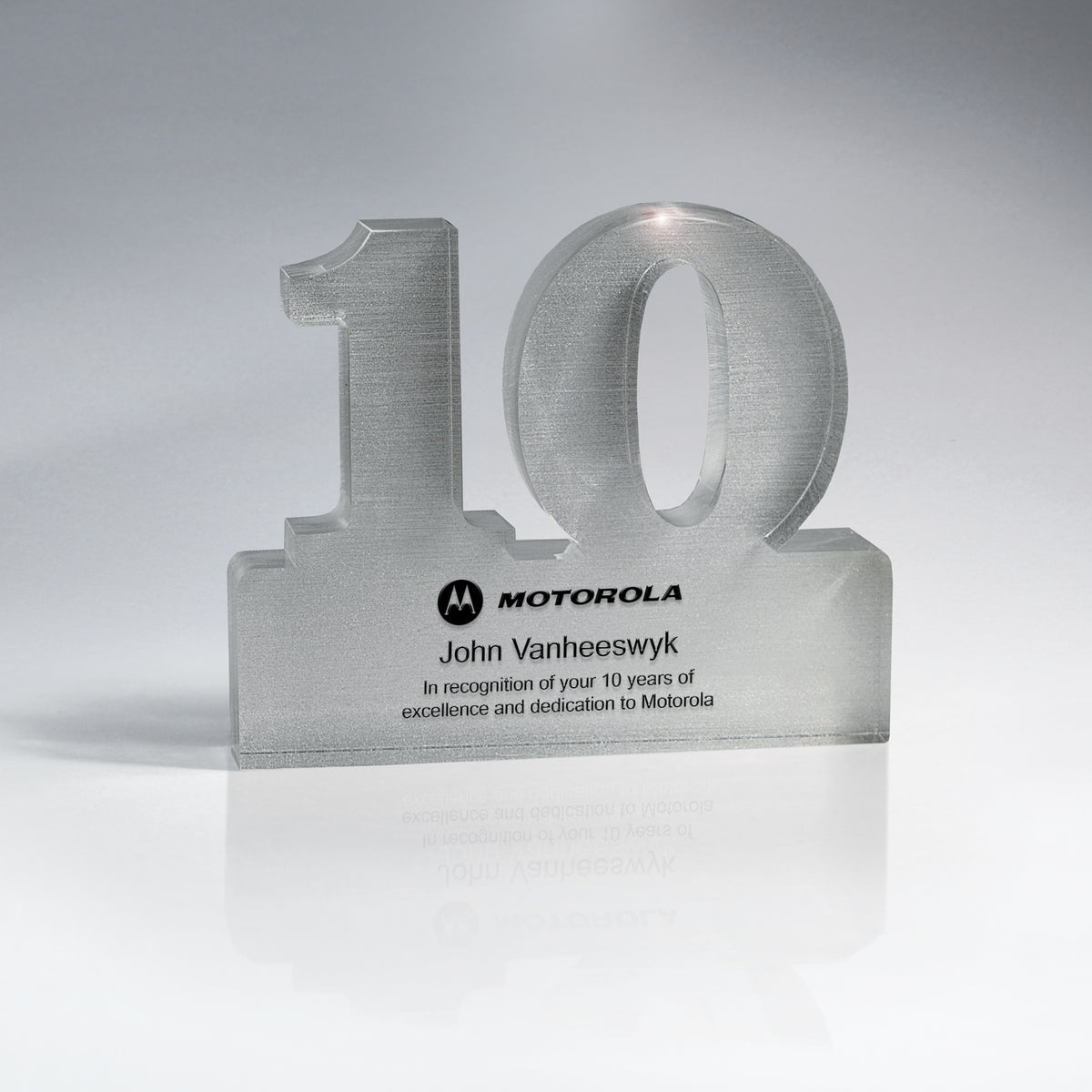 Brushed Metallic Years of Service Acrylic Award