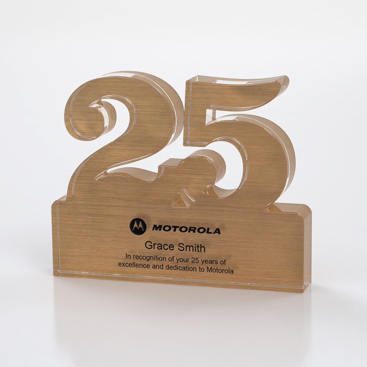 Brushed Metallic Years of Service Acrylic Award