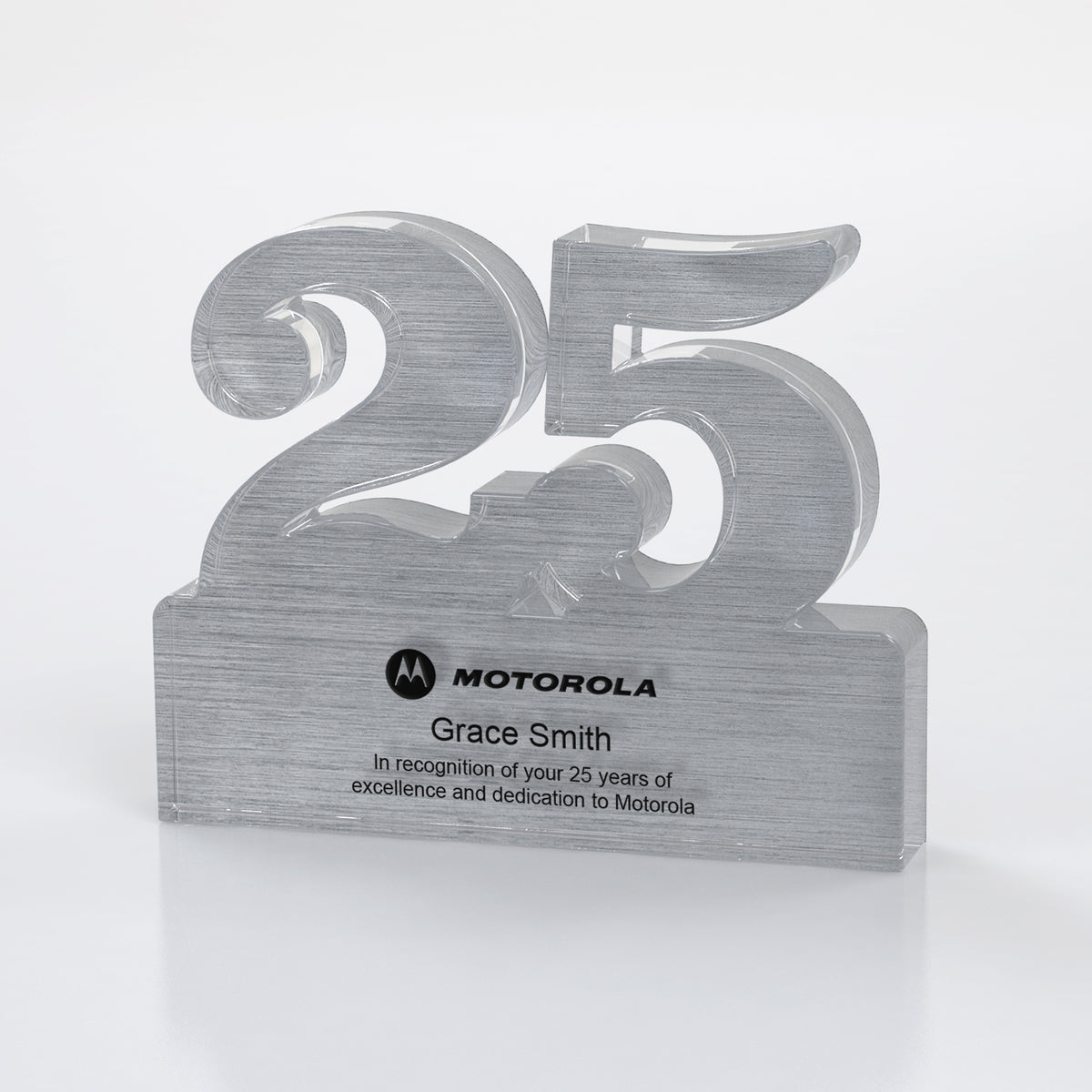 Brushed Metallic Years of Service Acrylic Award